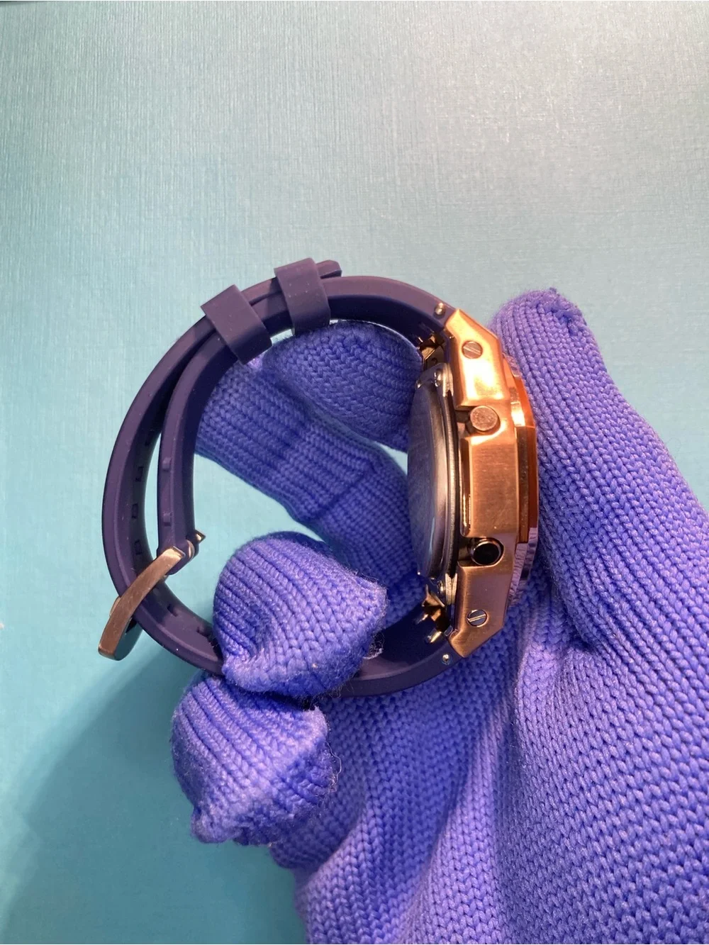 Custom G Shock Navy Rose Gold Rm style Colorway